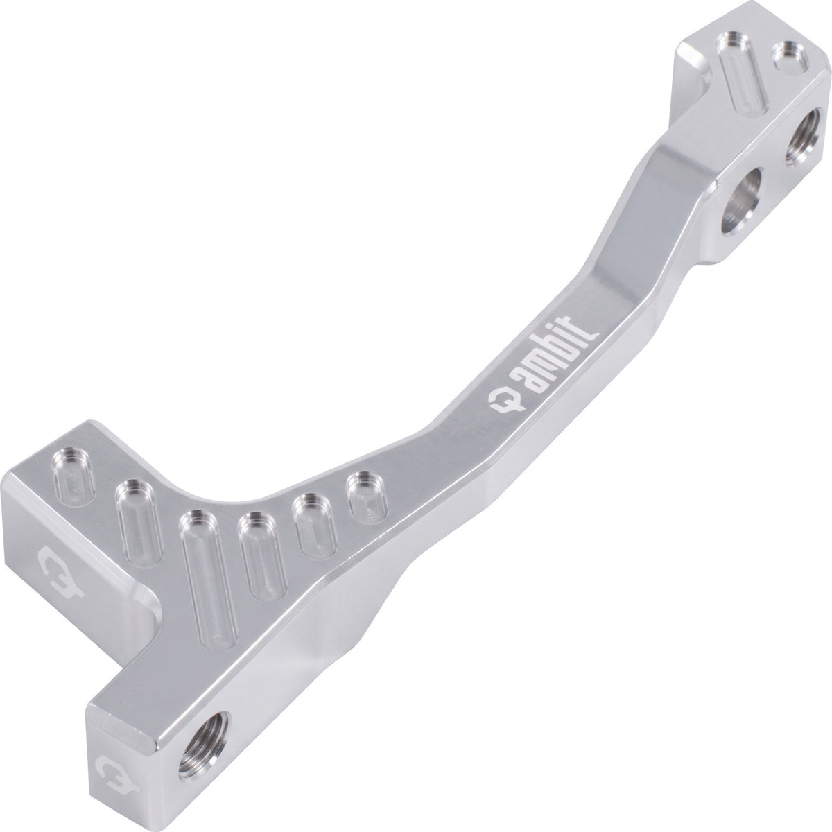Priekinės / galinės stabdžių apkabos adapteris AMBIT PM/PM +20 mm (180–200 mm), sidabrinis