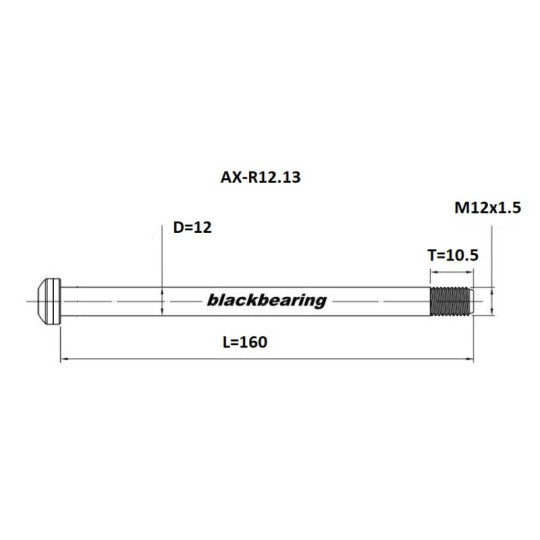 BLACKBEARING baghjulsaksel 12x142 mm (12mm-160.5-M12x1.5-10.5mm)