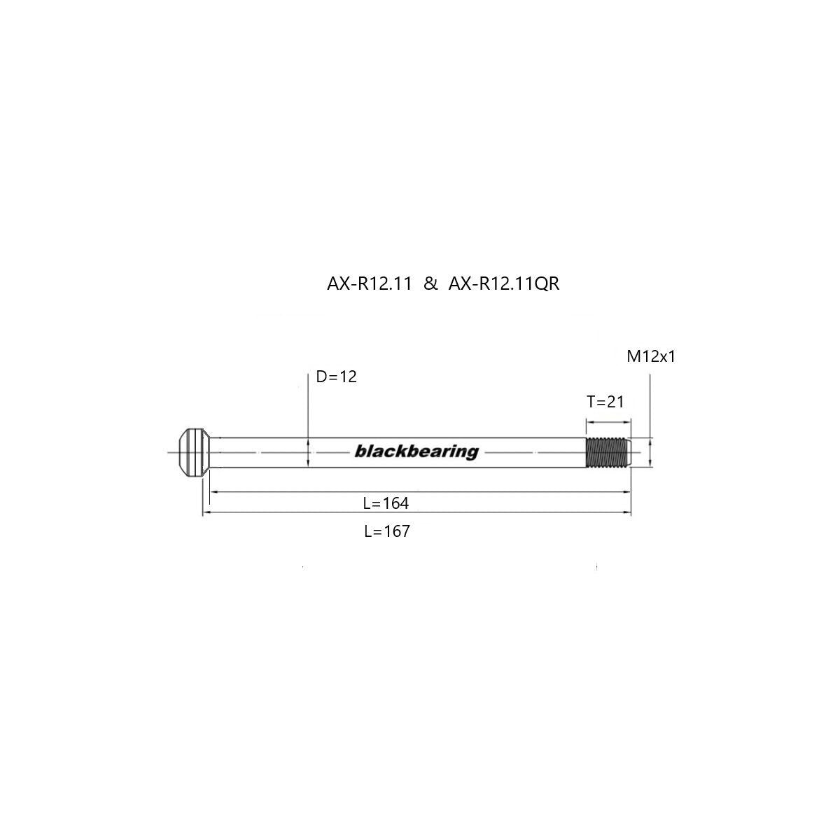 BLACKBEARING baghjulsaksel 12x142 mm (12mm-167-M12x1-21mm) QR