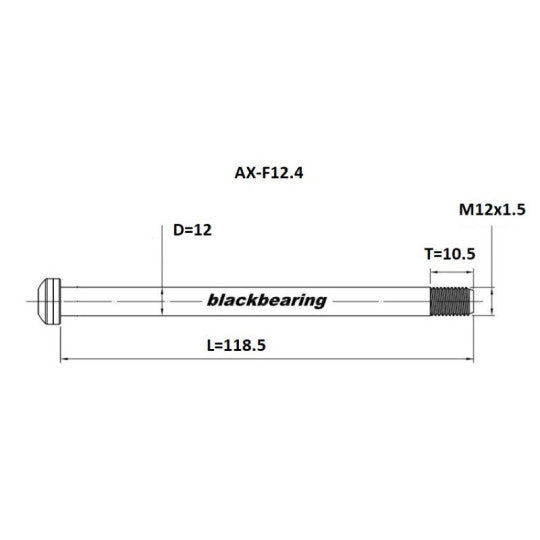 BLACKBEARING landevejs-forhjulsaksel 12x100 mm (12mm-118.5-M12x1.5-10.5mm)