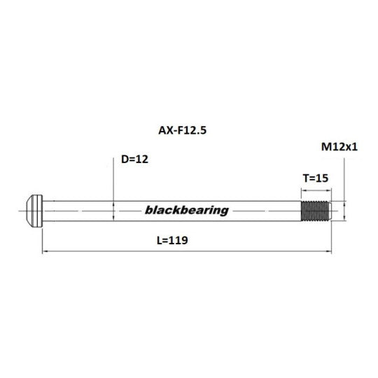 BLACKBEARING landevejs-forhjulaksel 12x100 mm (12mm-119-M12x1-15mm)