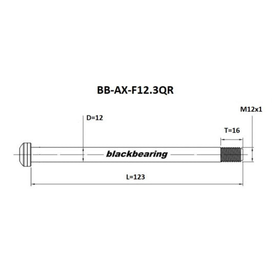 BLACKBEARING forhjulsaksel til landevej 12x100 mm (12 mm-122-M12x1-15 mm) QR