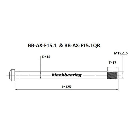 BLACKBEARING gravel-forhjulsaksel 15x100 mm (15mm-125-M15x1.5-16mm) QR