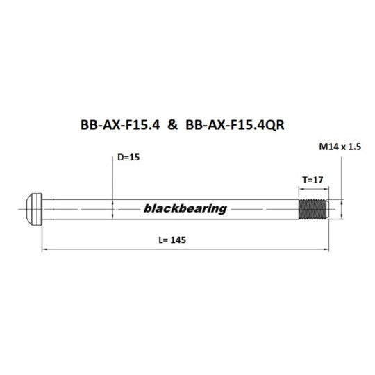 BLACKBEARING forhjulsaksel 15x100 mm (FOX-15mm-145-M15x1.5-16mm) QR