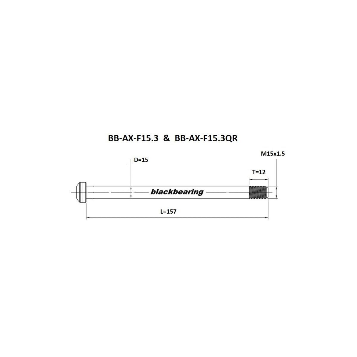 BLACKBEARING forhjulsaksel 15x110 mm RockShox Boost (15mm-157-M15x1.5-12mm) QR