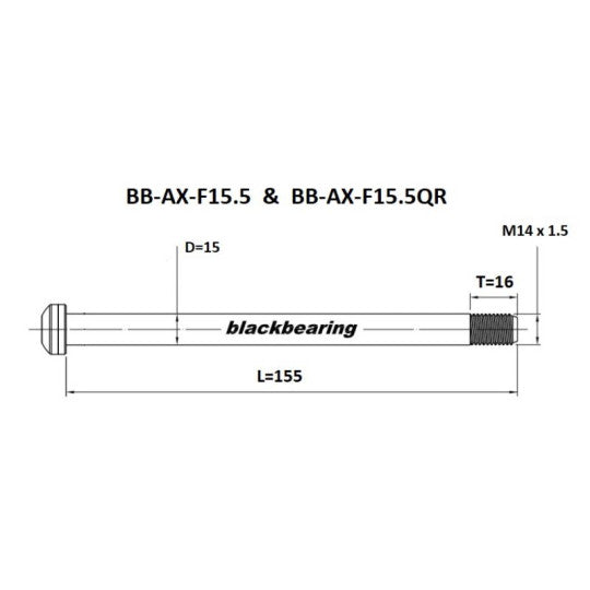 Forhjulsaksel BLACKBEARING 15x110 mm (FOX Boost-15mm-155-M15x1.5-16mm) QR
