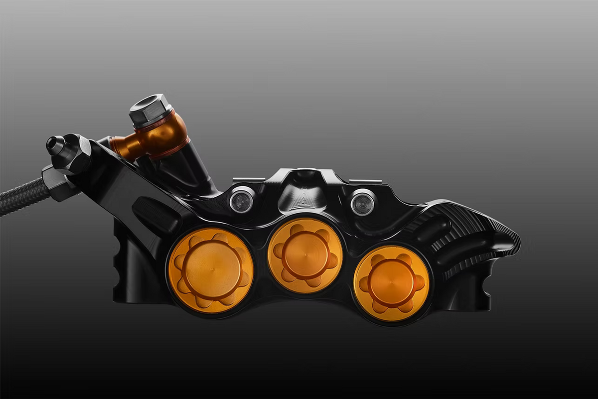 Pár brzd HOPE TECH 4 EVO V6Ti s pancéřovou hadicí – limitovaná edice, černá/zlatá