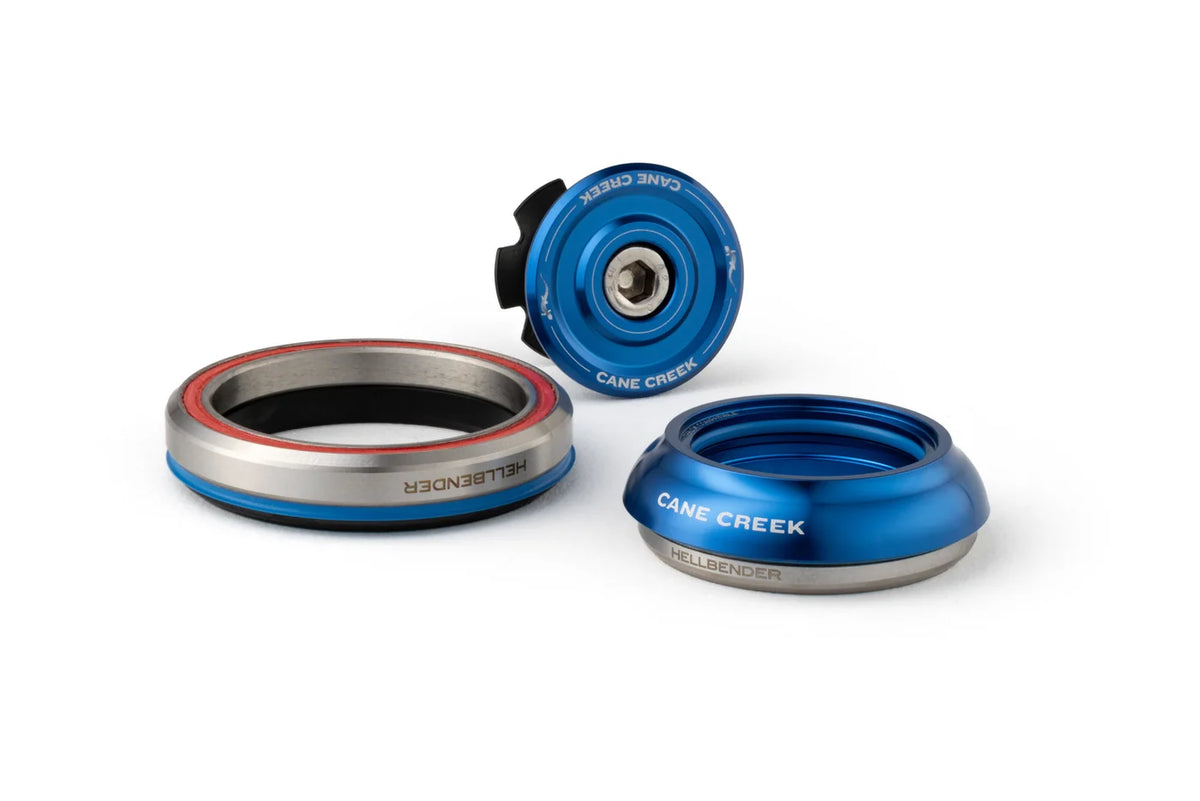 Integruota kūginė vairo kolonėlė CANE CREEK Hellbender 70 1"1/8–1,5" IS42/IS52, mėlyna, skirta Specialized Stumpjumper Evo ir Levo