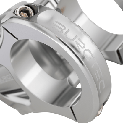 BURGTEC ENDURO MK3 stem in silver — handlebar clamp detail