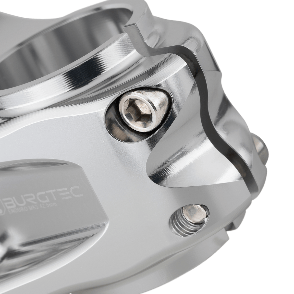 BURGTEC ENDURO MK3 stem in silver — steerer clamp detail