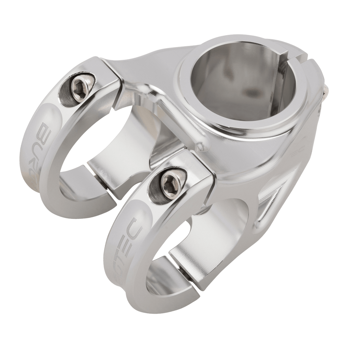 BURGTEC ENDURO MK3 stem in silver — three-quarter view from above