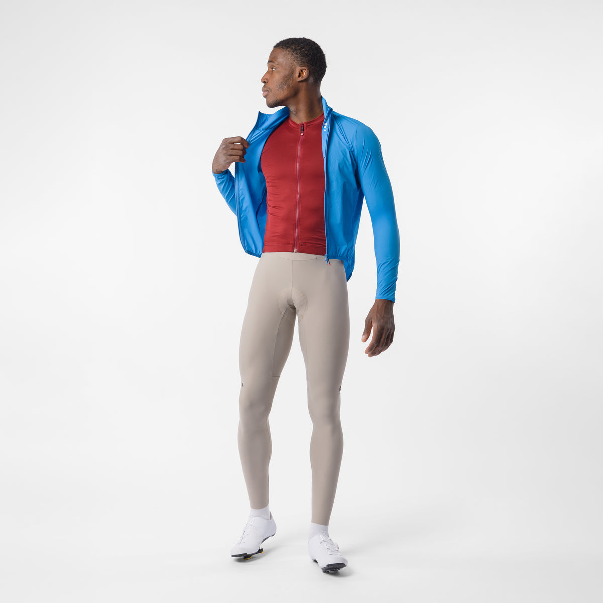 CASTELLI Transition Air zilā jaka – uzvilkta un atvērta