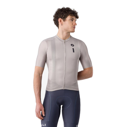 Cyklistický dres CASTELLI DRITTONE LOGO s krátkým rukávem, jílový