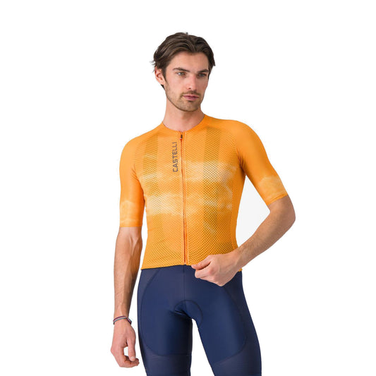 Cyklistický dres CASTELLI CLIMBER'S A/C s krátkým rukávem, oranžový