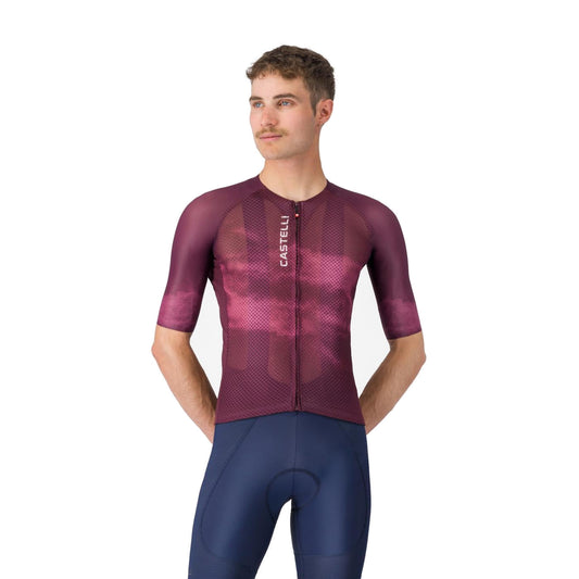 Cyklistický dres CASTELLI CLIMBER'S A/C s krátkým rukávem, vínový
