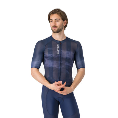Cyklistický dres CASTELLI CLIMBER'S A/C s krátkým rukávem, tmavě modrý