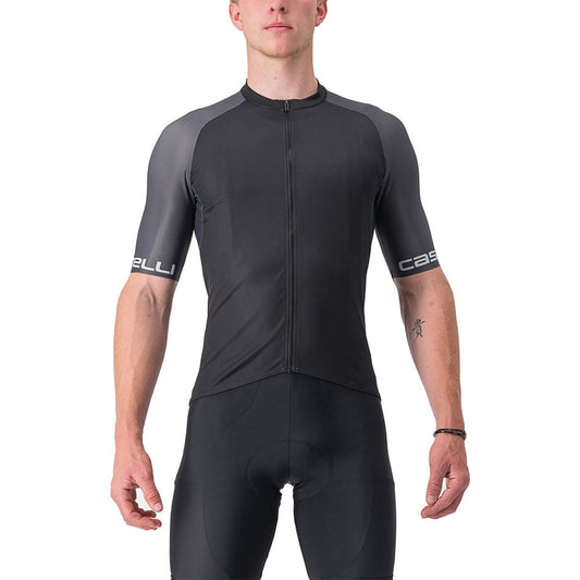 Cyklistický dres CASTELLI ENTRATA VI s krátkým rukávem, černo-šedý