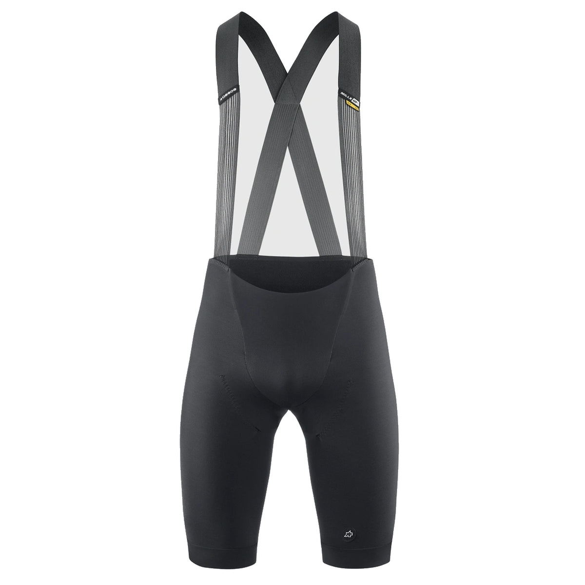 ASSOS MILLE GTS SPRING FALL S11 mustad lühikesed traksidega rattapüksid — valge taust, 2000 × 2000