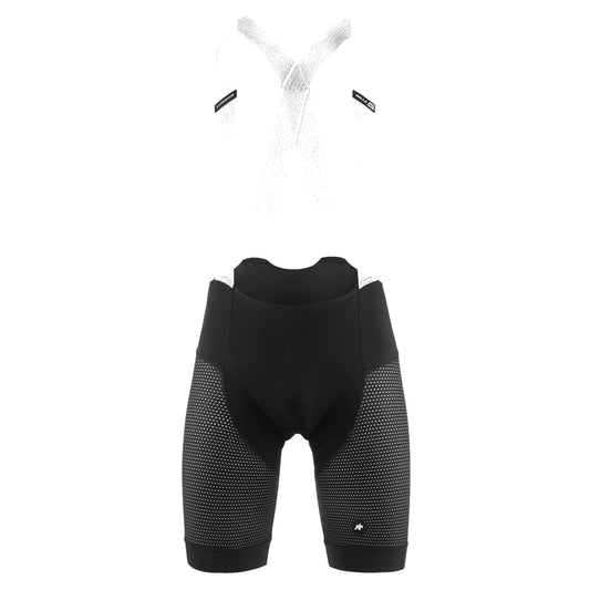 ASSOS MILLE GT INDOOR S11 mustad lühikesed traksidega rattapüksid — valgel taustal, 2000 x 2000