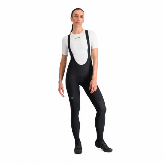 Dolge ženske kolesarske hlače z naramnicami SPORTFUL PULSE, črne — belo ozadje, 2000 x 2000