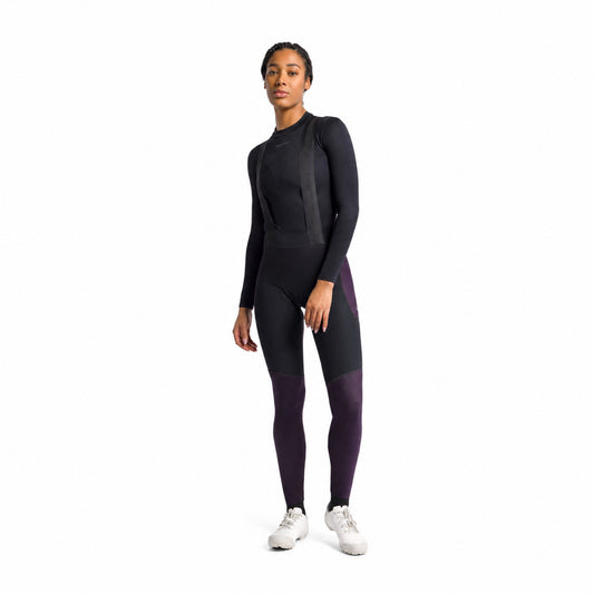 Lange fietsbroek met bretels SPORTFUL SUPERGIARA 2 voor dames paars/zwart — witte achtergrond, 2000 x 2000