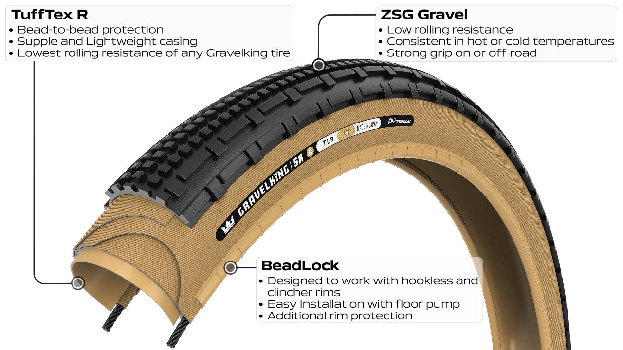 PANARACER GRAVELKING SK R TLR 700x35c Tubeless Ready beige dæk