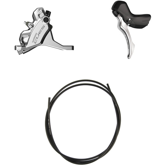 Maneta Izquierda y Pinza Delantera SHIMANO CUES U6030 Mono Flatmount Sin Disco - Edición Polish Silver
