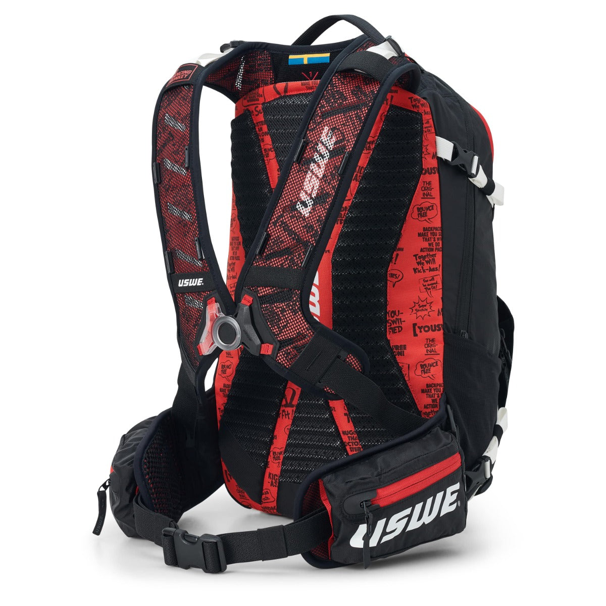 USWE FLOW 16 L Backpack with Integrated Back Protector Black/Red