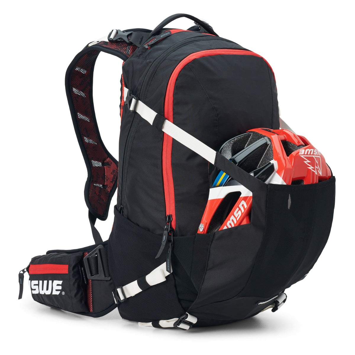 USWE FLOW 16 L Backpack with Integrated Back Protector Black/Red