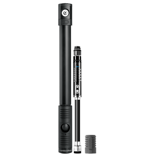 CRANKBROTHERS KLIC HP -käsipumppu painemittarilla ja CO2-suuttimella, Midnight Edition