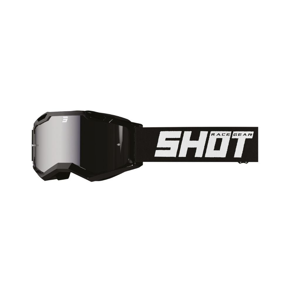 SHOT Assault 2.0 Solid akiniai su iridiniu stiklu, blizgūs juodi
