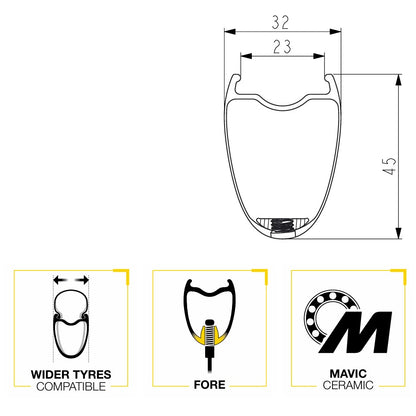 Ratu Pāris MAVIC COSMIC SLR 45 Tubeless Ready (Center Lock) Melns/Sudraba