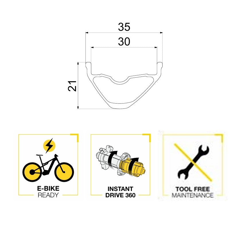 Roue Avant MAVIC E-CROSSRIDE 1 27.5" 30mm 15x110mm Boost