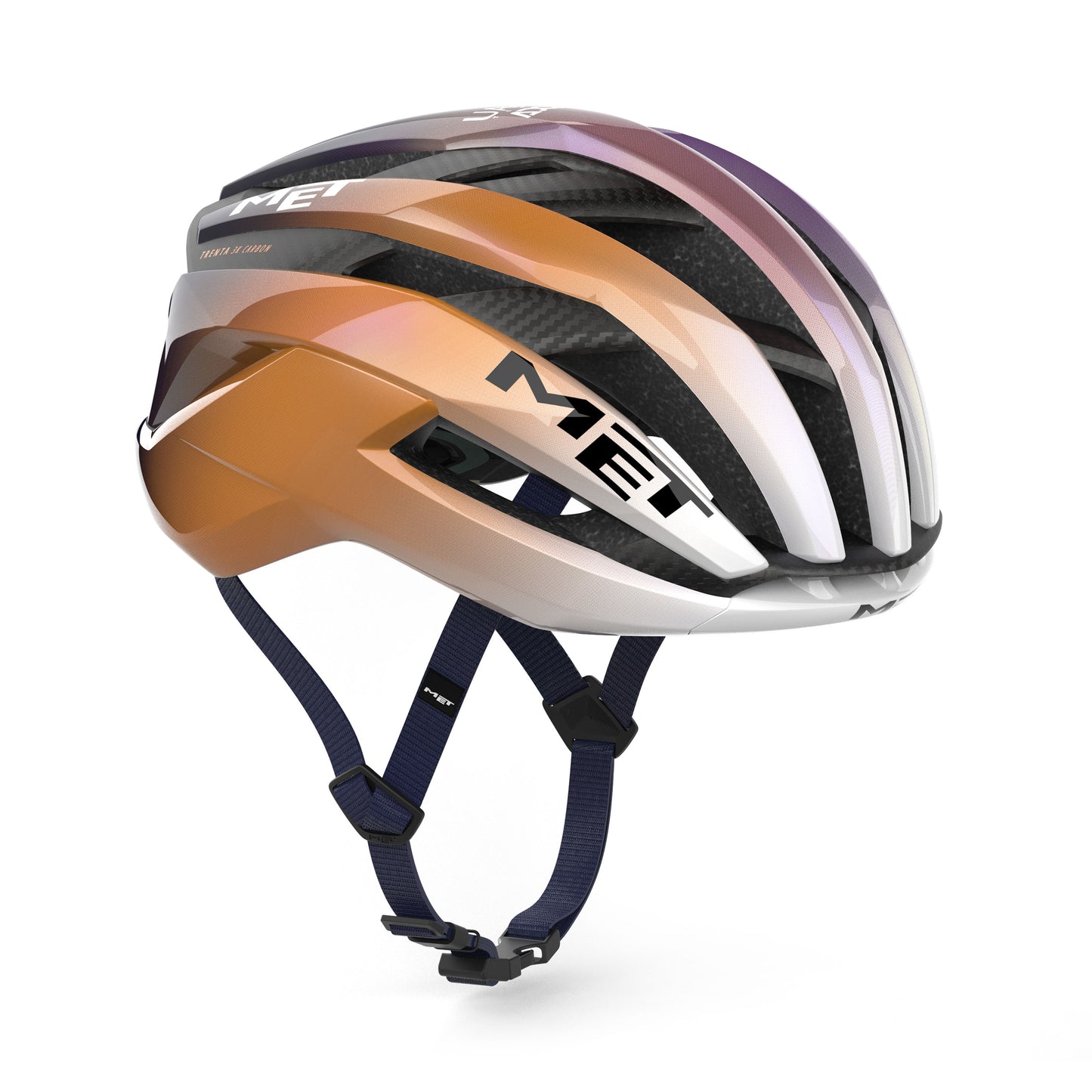 Casco Strada MET TRENTA 3K CARBON MIPS UAE TEAM ADQ 2026 Viola/Arancione