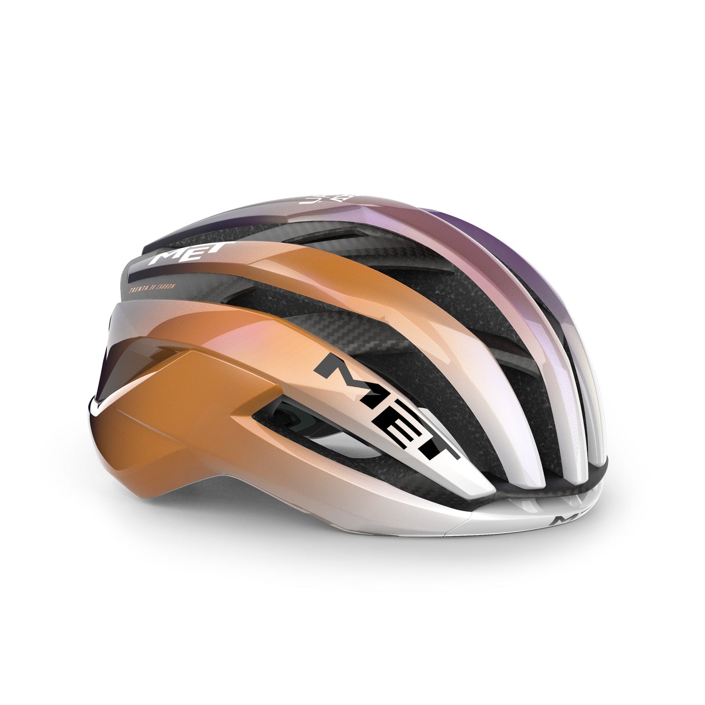Casco Strada MET TRENTA 3K CARBON MIPS UAE TEAM ADQ 2026 Viola/Arancione