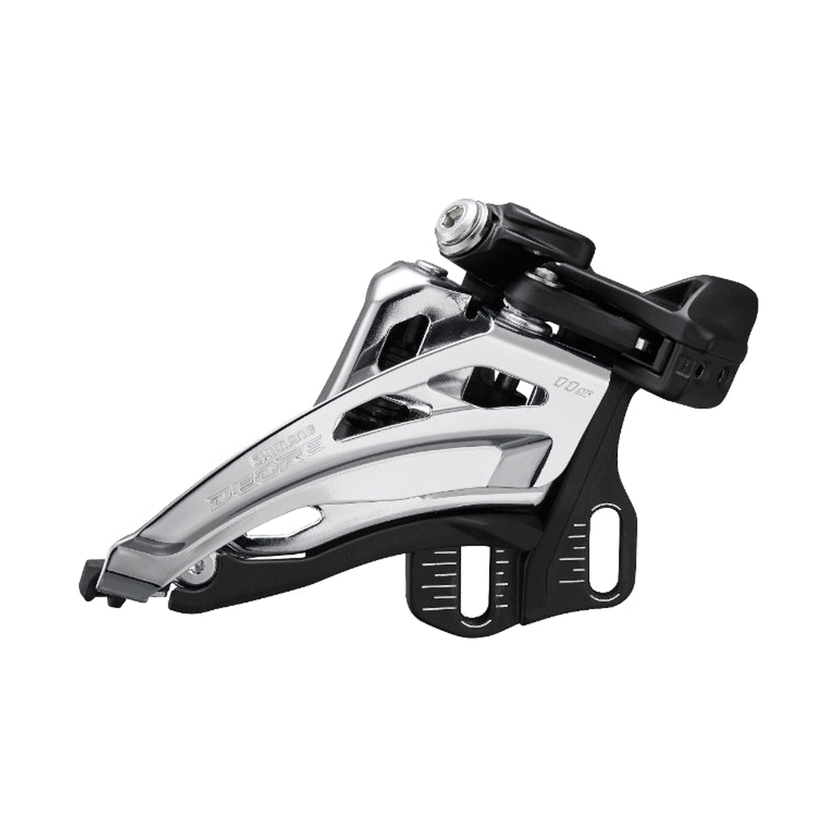 Εμπρός εκτροχιαστής SHIMANO DEORE FD-M5100-E 11 ταχυτήτων — όψη 1 σε λευκό φόντο