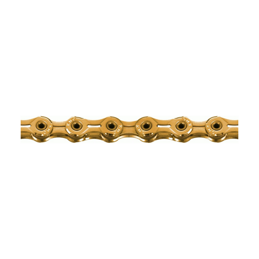 KMC X11SL Ti-N 11-speed chain, gold — product photo on a white background