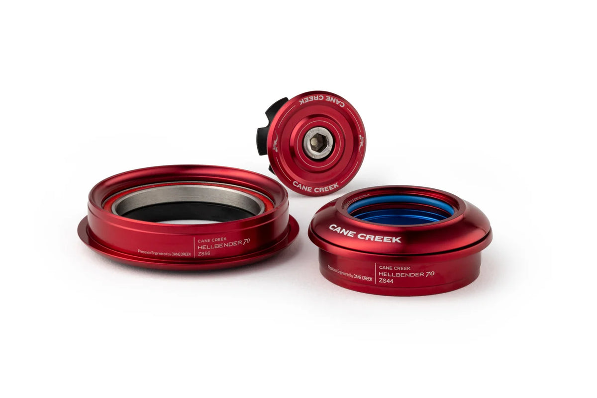 Juego de dirección semiintegrado cónico CANE CREEK Hellbender 70 1"1/8-1.5" ZS44/ZS56 rojo