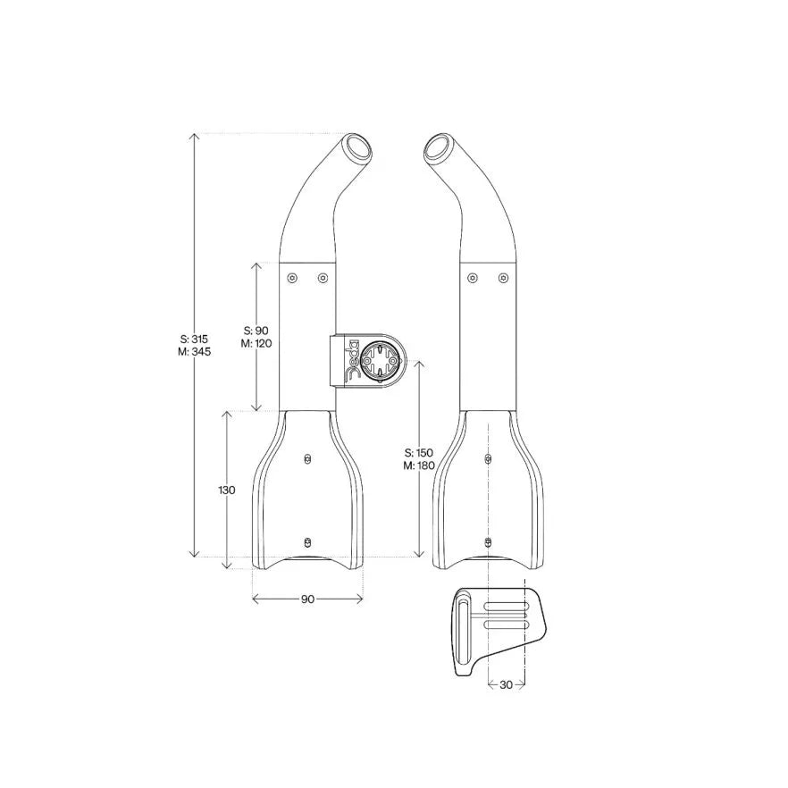 Prolunghe Manubrio DEDA JET2 HYDRO Alu 315mm Taglia S per Blips Sram