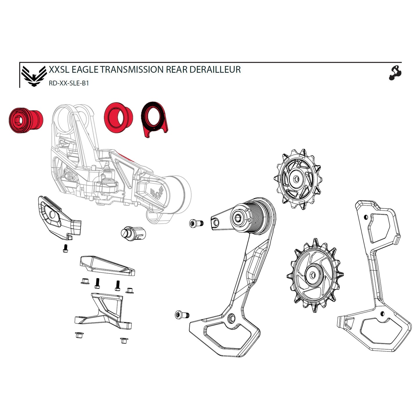 Dæreailleur monteringsskruesæt SRAM XX-SL T-TYPE EAGLE AXS