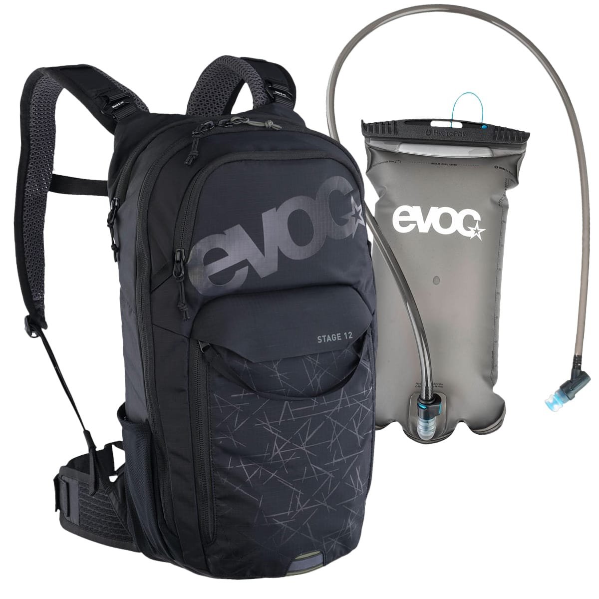 Zestaw plecak EVOC STAGE 12 CZARNY + bukłak EVOC 2L