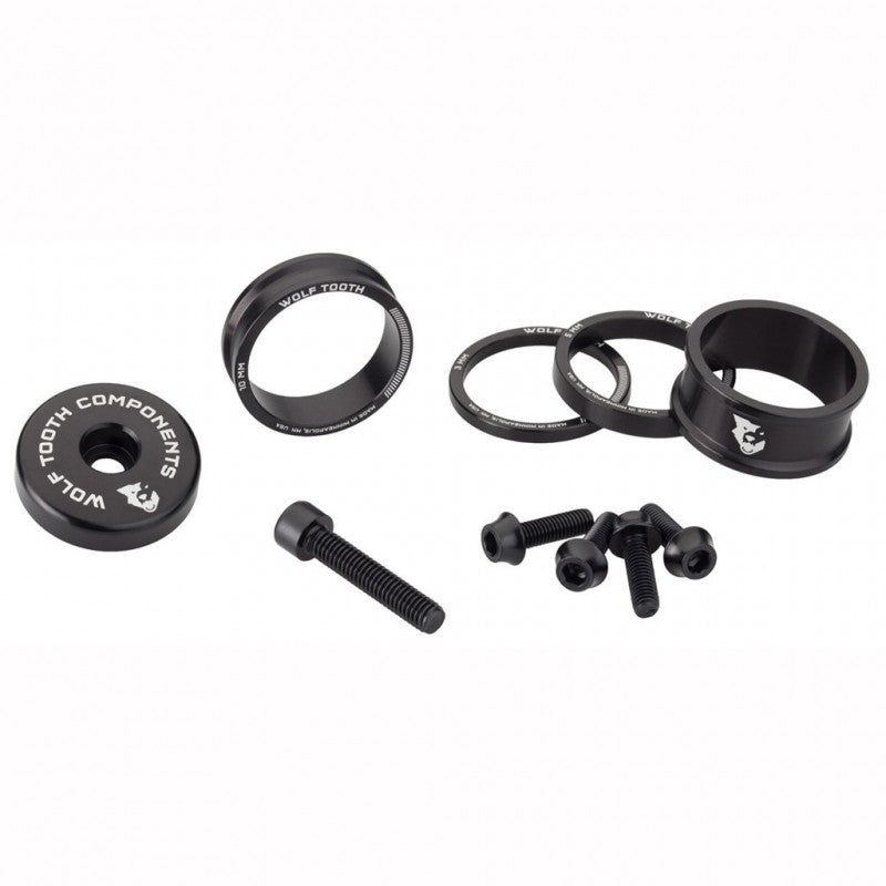 Kit Entretoises. Capot de Potence et Vis WOLFTOOTH BLING KIT Noir