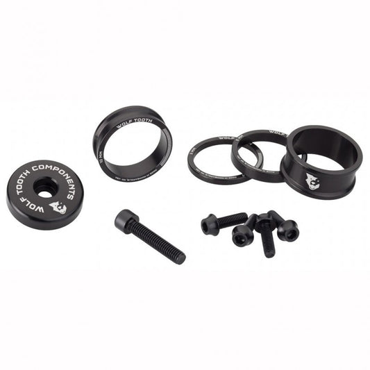 Kit Entretoises. Capot de Potence et Vis WOLFTOOTH BLING KIT Noir