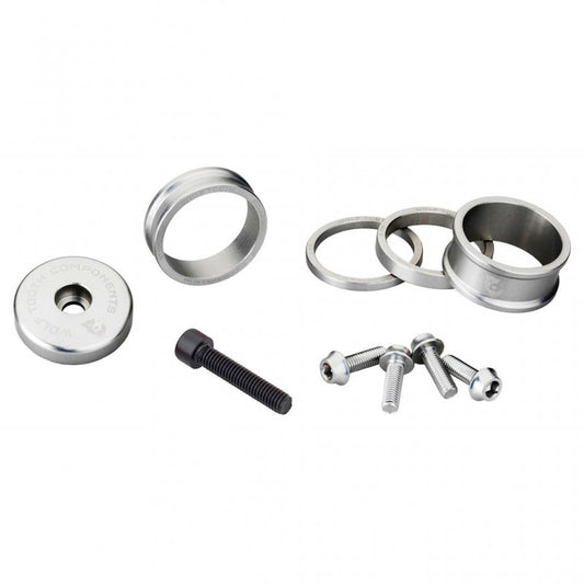 Kit Entretoises. Capot de Potence et Vis WOLFTOOTH BLING KIT Argent
